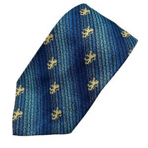 Vintage London 400  Men's Tie Necktie Wide Polyester Heraldie Lions Blue